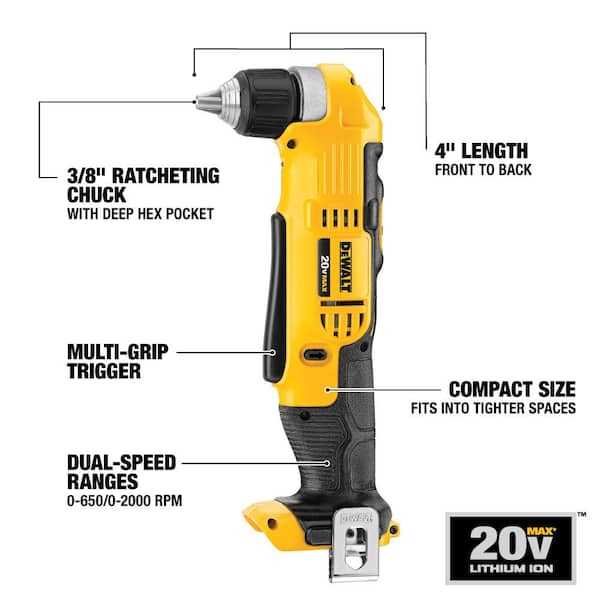 2. DEWALT DCD740C1 Right Angle Drill Kit