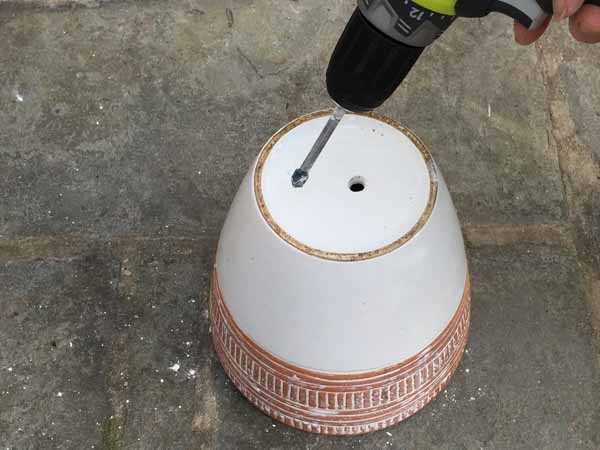 What is drilling through a ceramic pot?